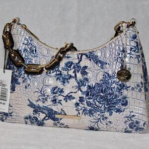 BRAHMIN Esme Chain Shoulder Bag Blue White Melbourne Leather Purse